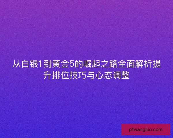 从白银1到黄金5的崛起之路全面解析提升排位技巧与心态调整