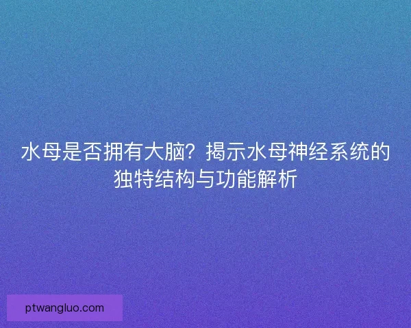 水母是否拥有大脑？揭示水母神经系统的独特结构与功能解析